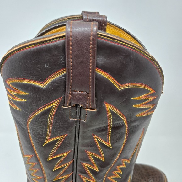 Vintage Renegade Men\'s 7D Brown Leather Western Cowboy Boots Embroidered Stitchi main image 10